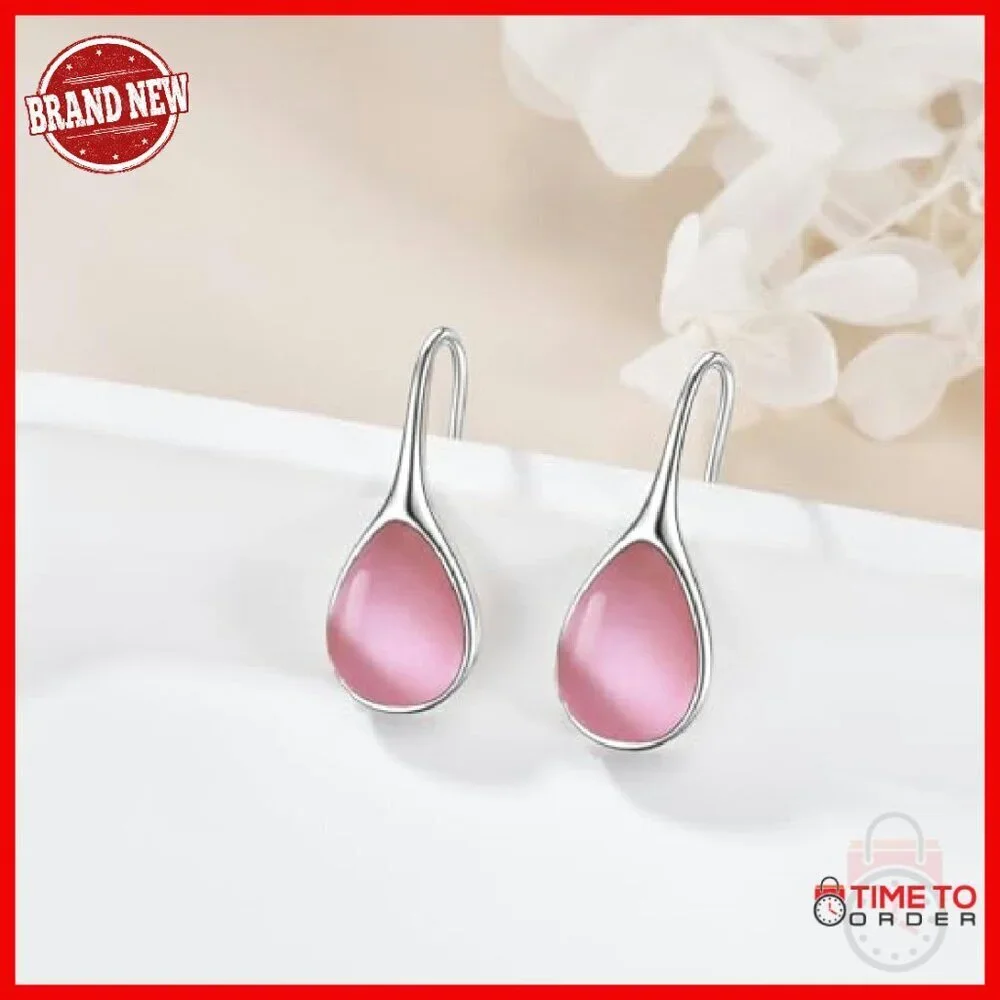 925 Sterling Silver Teardrop Earrings Pull-Through Dangle Elegant Gift